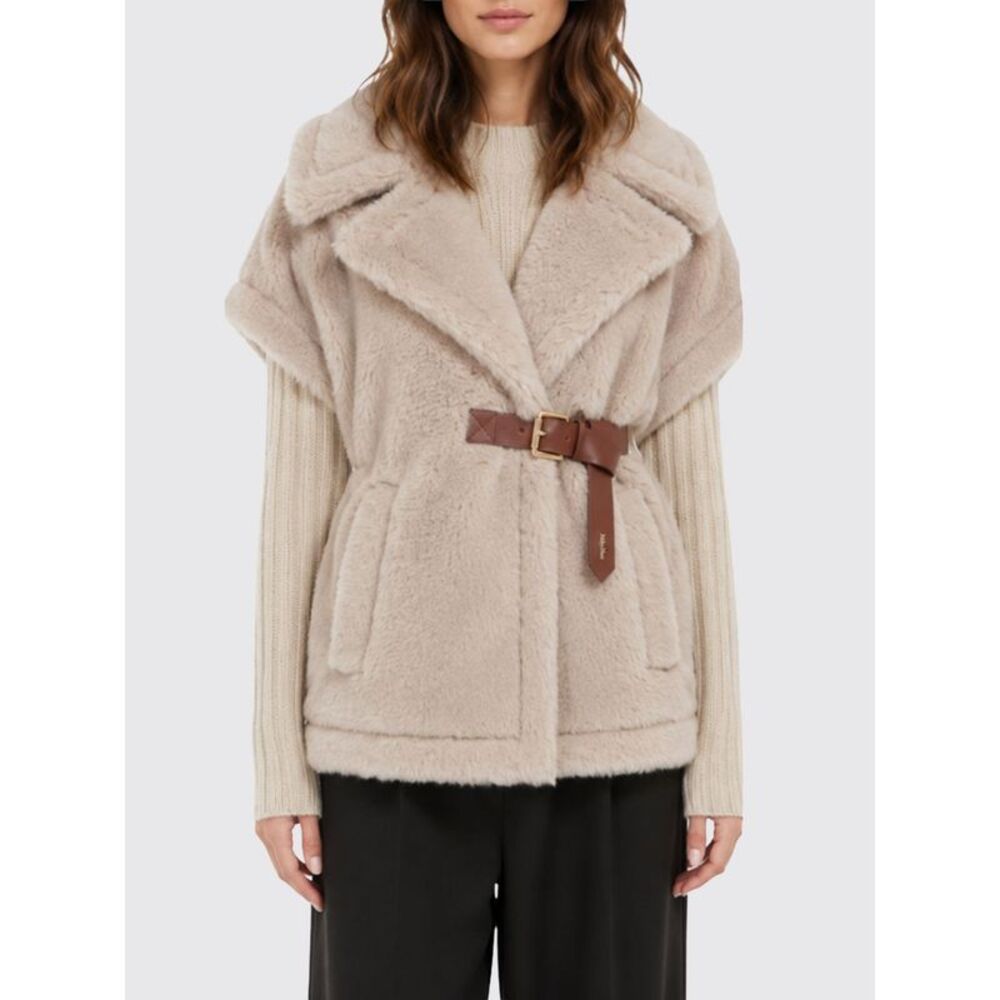 Max Mara Women Max Mara Short Camel Fur Jacket With Lapels And Belt